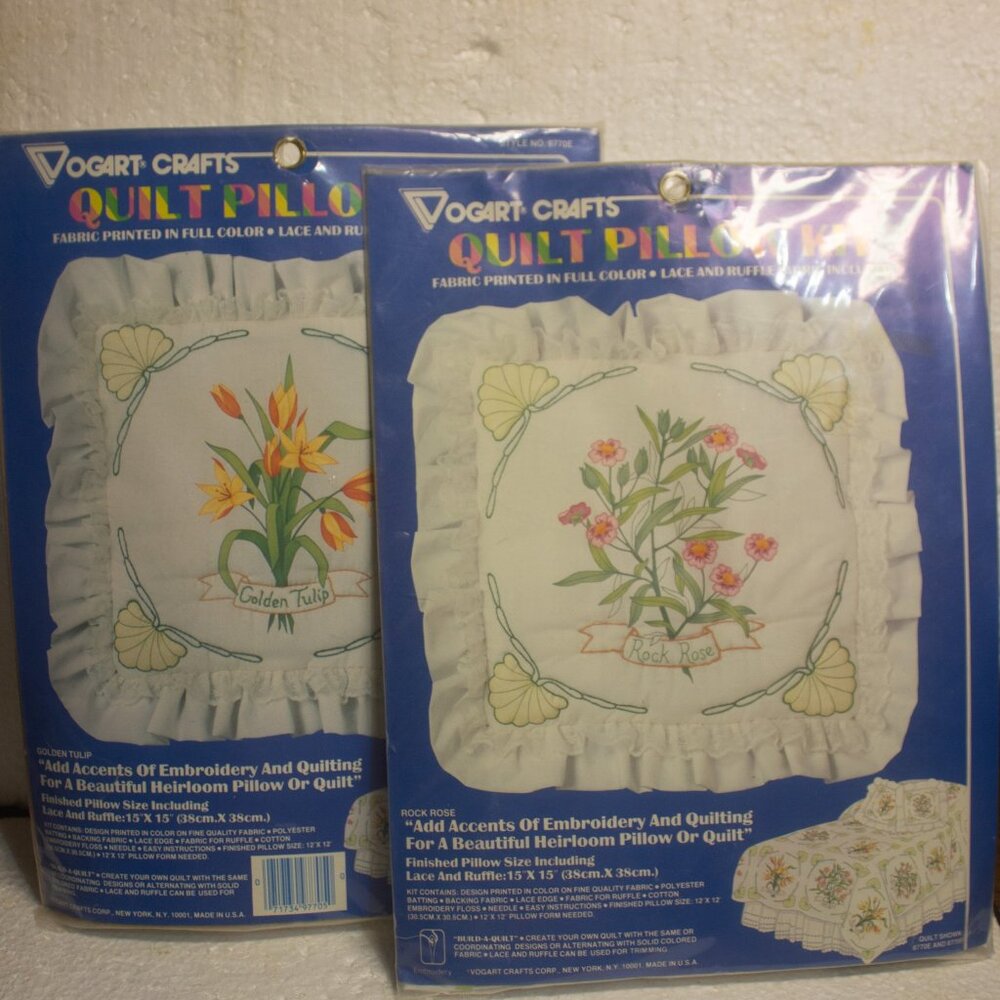 Two Vogart Crafts Quilt Pillow Kits New in Package